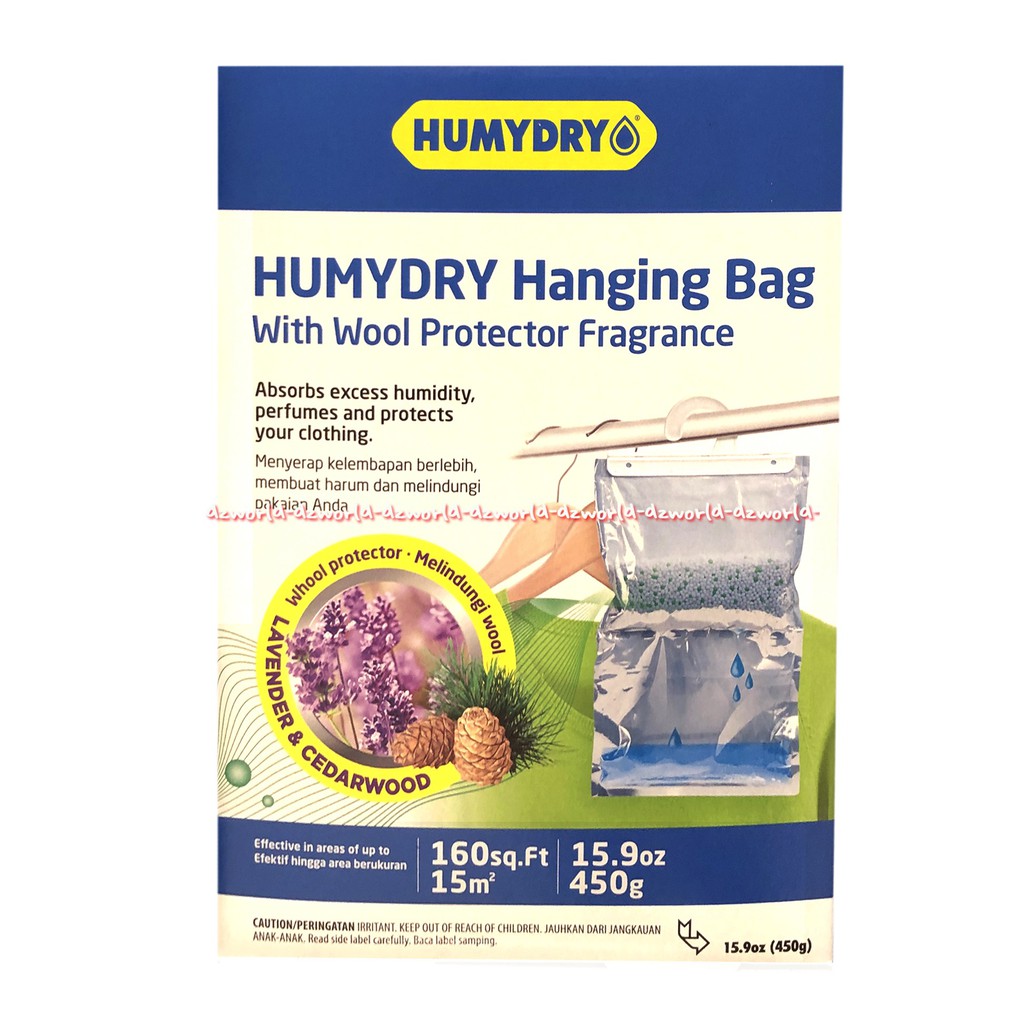 Humydry Hanging Bag With Wool Protector Lavender 450g Penghilang Jamur Bau Di Lemari Pakaian Humy Dry