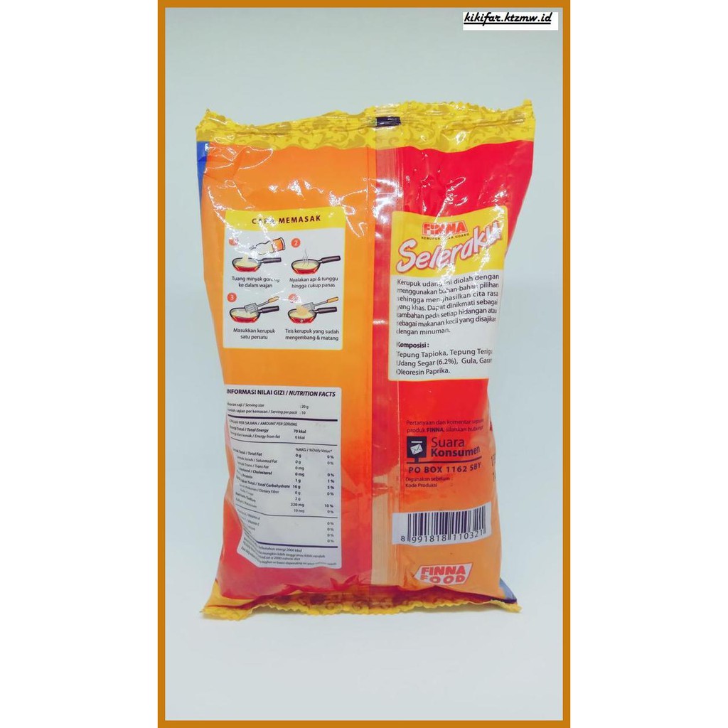 

GNIREKDOOF- FINNA KERUPUK SELERAKU UDANG 200GR -ORIGINAL.