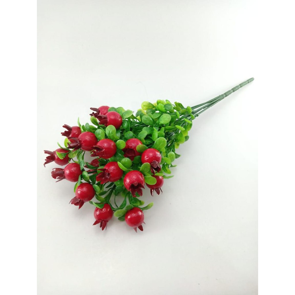 COD BUNGA BUAH BUNGA TANGKAI PLASTIK BUNGA ARTIFISIAL BUNGA PAJANGAN IMITASI BUNGA HIASAN BT9040-DELIMA MERAH