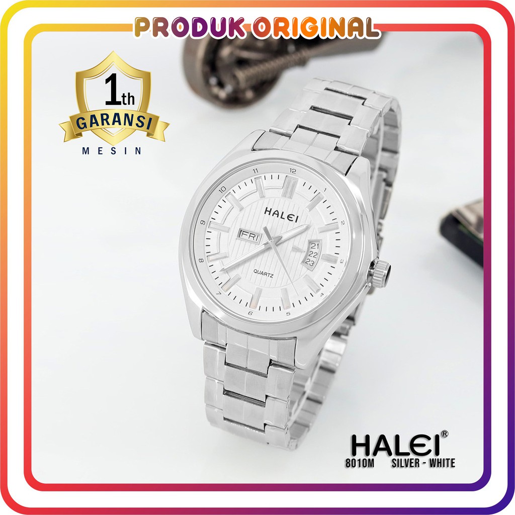 COD JAM TANGAN PRIA HALEI ORIGINAL 8010 TANGGAL HARI AKTIF WATER RESISTANT STAINLES STEEL
