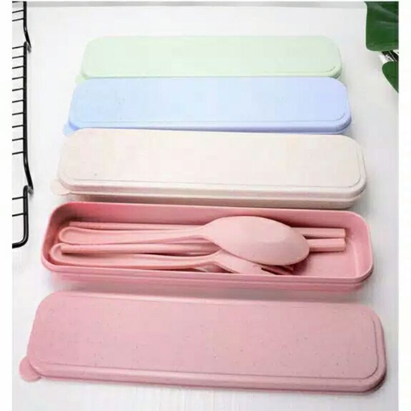 ⭐️ Jendela Kosmetik ⭐️ Alat Makan Travel Set Sendok Garpu Sumpit Cutlery Set Korean Style / Sendok Garpu Sumpit Makan / Set Alat Makan