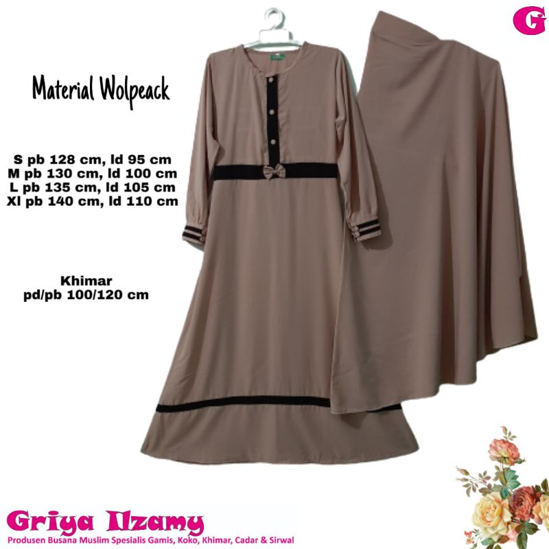 Gamis set sabrina crem