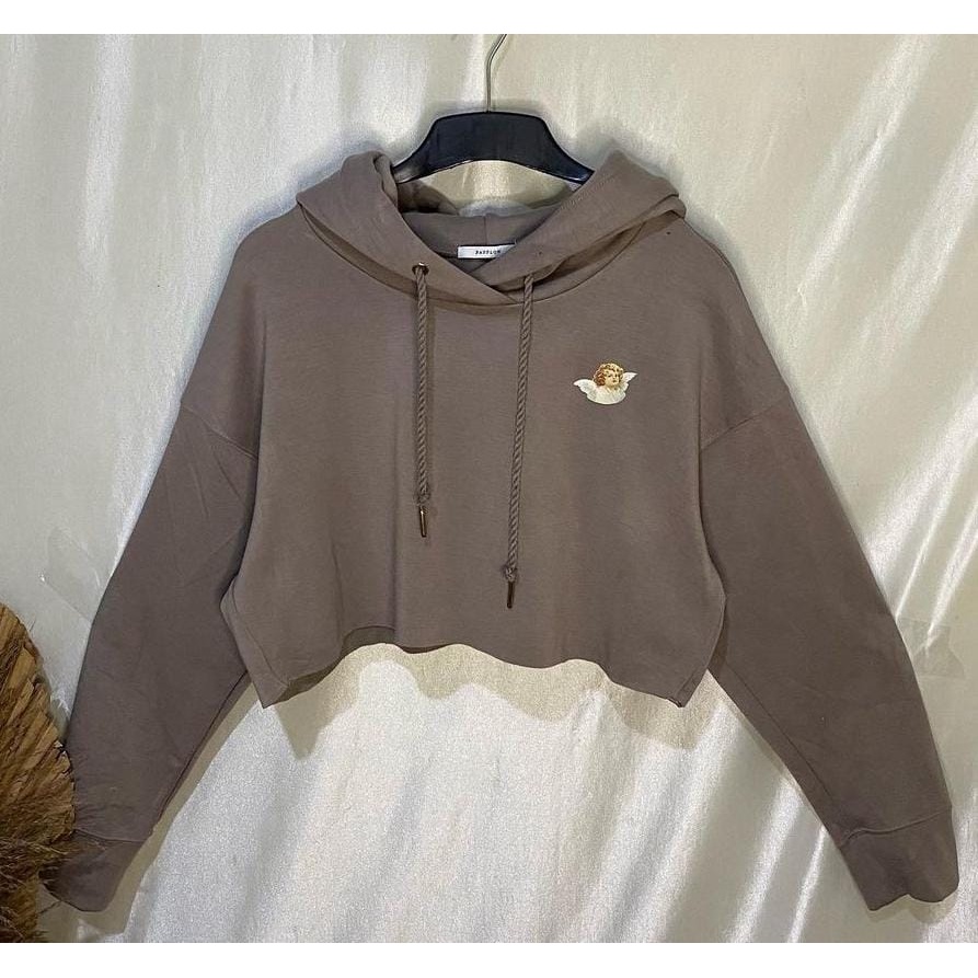 HODIE TOPI BABY ANGEL CROPE Sweater Hoodie Crewneck Wanita Korean Style Sweter Fashion Outfit Ootd C