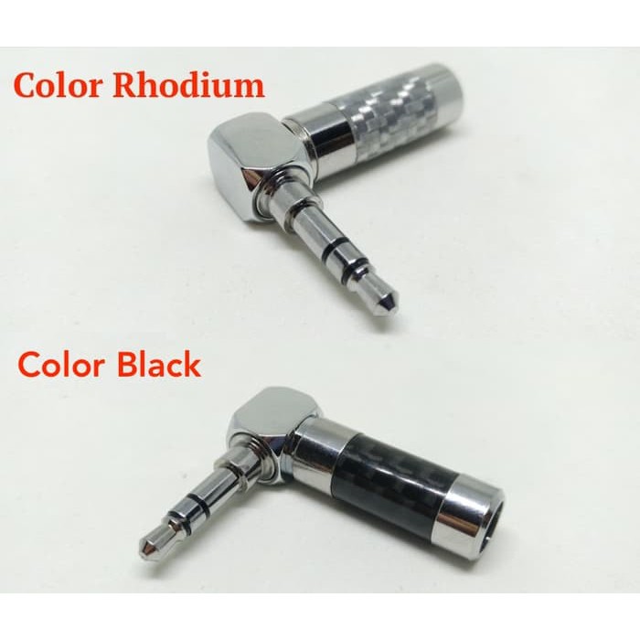 Rhodium Plated Carbon Fiber Jack 3.5mm Replacement Audio L Shape