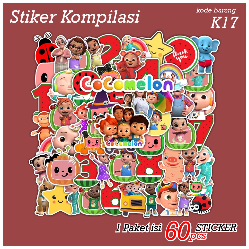 60 PCS STICKER KARTUN KELUARGA COCOMELON LENGKAP LUCU AESTHETIC - STIKER ANTI AIR UNTUK CASE TUMBLER LAPTOP KOPER HP SCRAPBOOK - K17