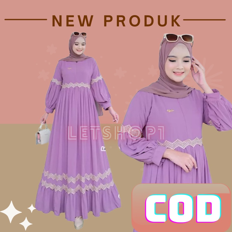Baju gamis wanita syar'i terbaru 2022/gamis renda rubi crinkle airflowpremium/Dress gamis ceruty bab