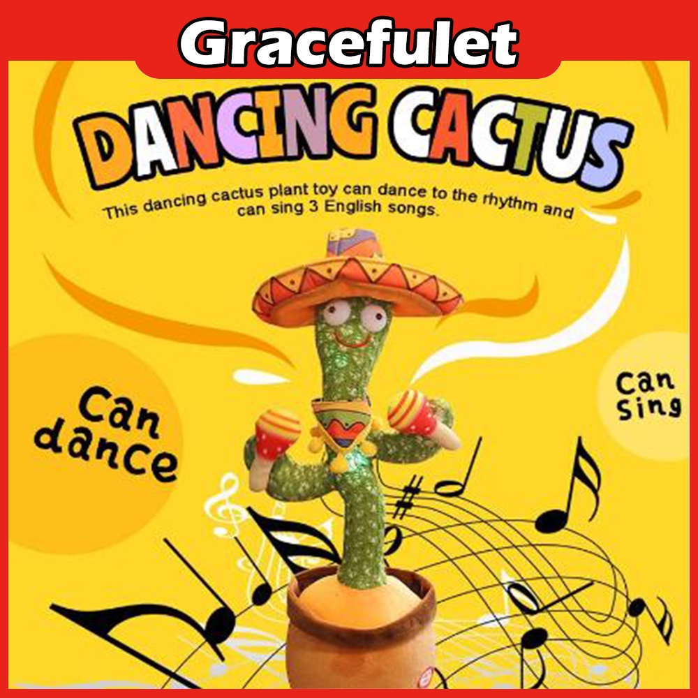 NEW Dancing Cactus Recorder Toy Dancing Cactus Mainan Boneka Kaktus Joget Led Menari Music