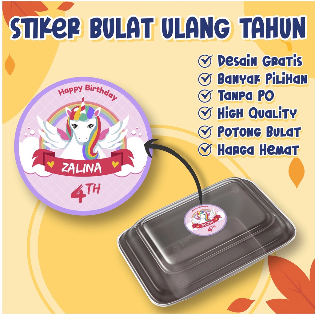 

Stiker Ulang Tahun Anak Custom Label Bento Gratis Desain Murah Bulat