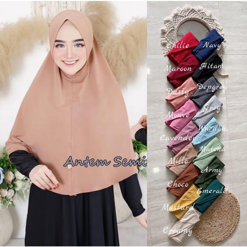 (sadean) Bergo antem bahan jersey soft PED hijab Instant antem