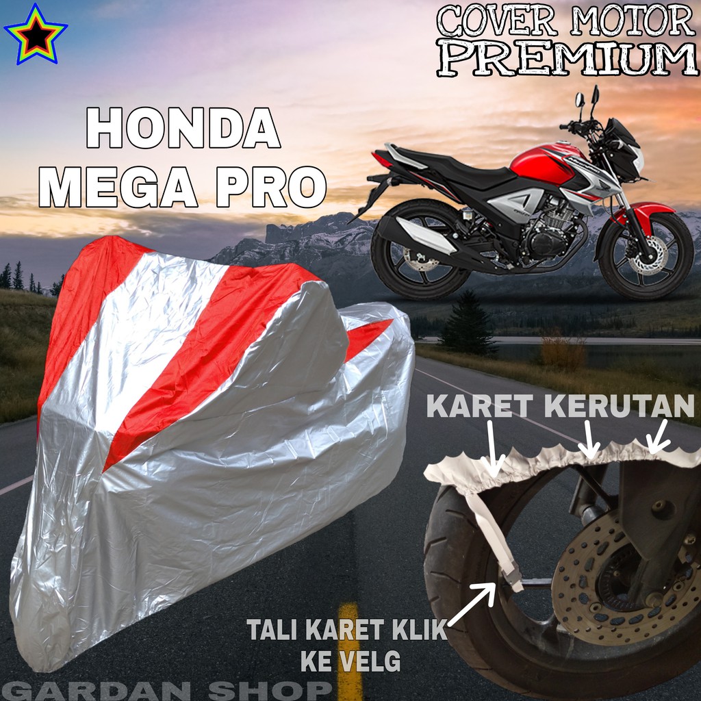 Sarung Motor HONDA MEGA PRO Silver MERAH Body Cover Penutup Motor Honda Mega Pro PREMIUM