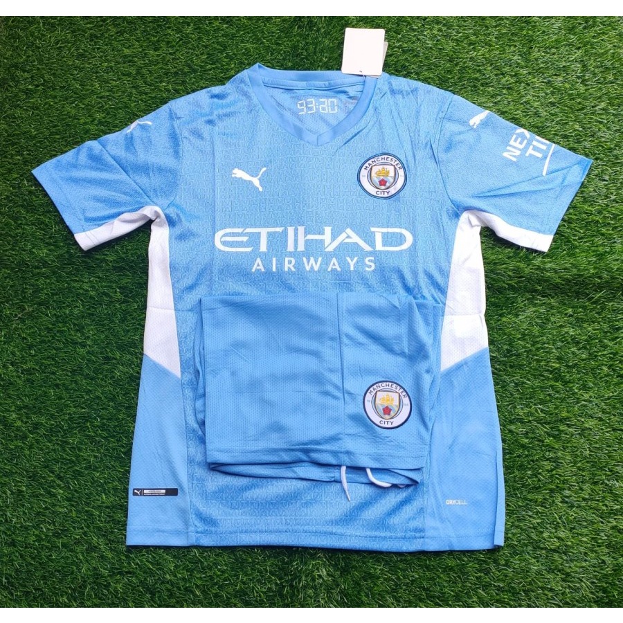 BAJU FANS JERSEY SEPAK BOLA SETELAN MANCESTER CITY HOME HOME TERBARU 2021 2022 / JERSEY 1SET 2022