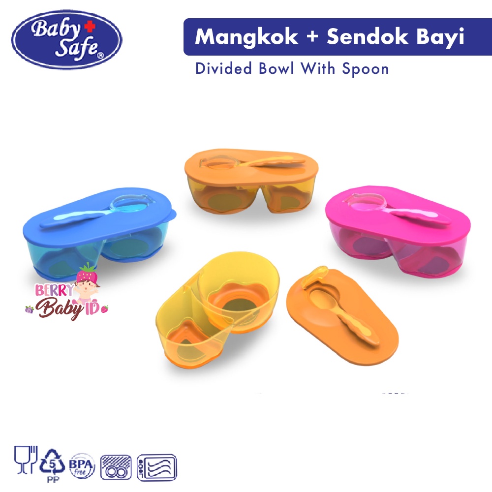 Baby Safe Devided Bowl With Spoon Set Mangkok dan Sendok Bayi AP010 BBS025 Berry Mart
