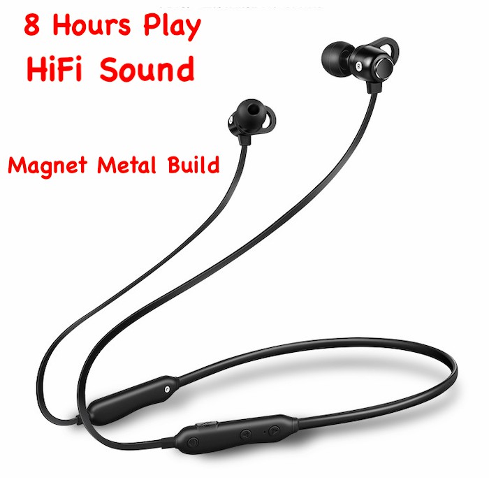 S6 Bluetooth Headset Metal Bass Wireless Magnetic Sport Earphone - Biru