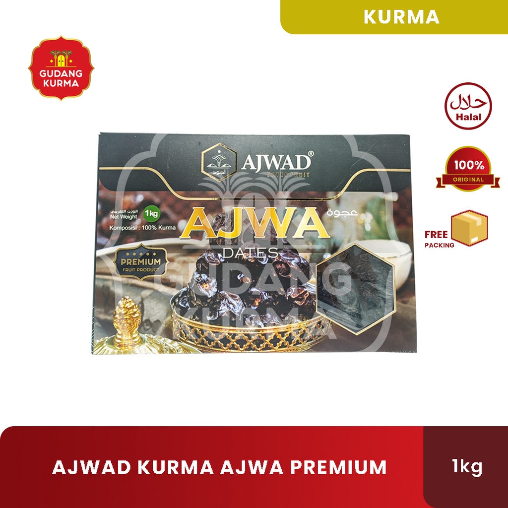 

Kurma Ajwa 1kg Ajwad Kurma Nabi Asli Organik Premium Kurma Hitam
