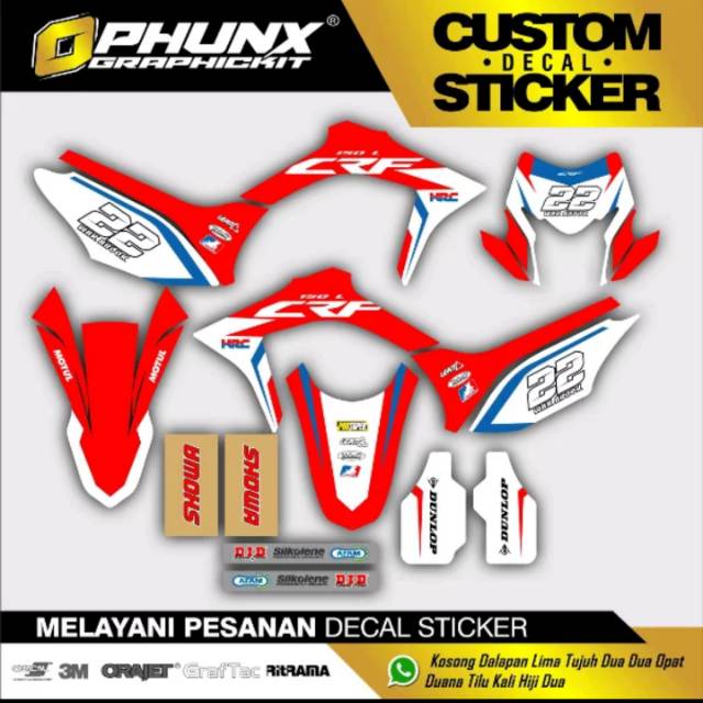 stiker decal CRF 150 L costum bisa untuk semua motor red white