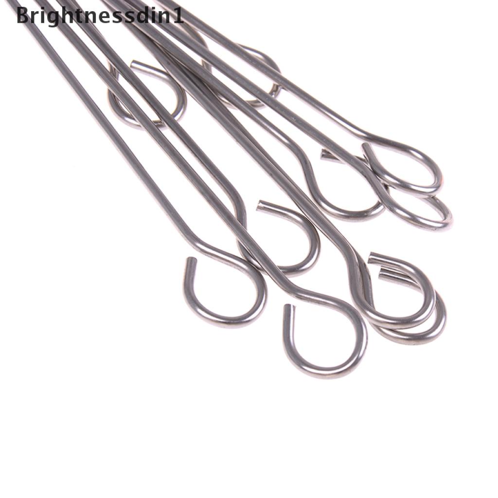 10 Pcs Tusuk Sate Daging Bentuk Bulat Bahan Stainless Steel Untuk Bbq