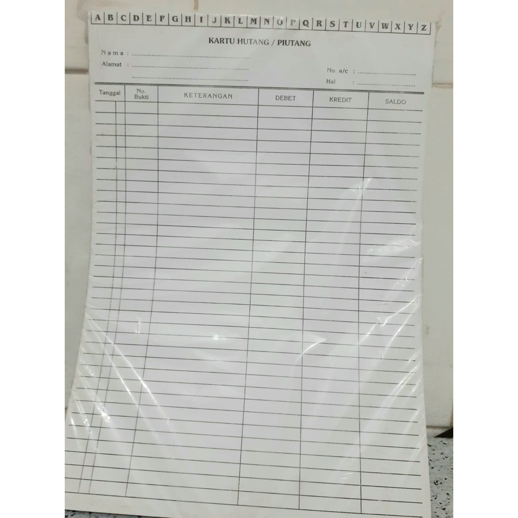 

Kartu Hutang Piutang Abjad Putih (isi 100 lembar)
