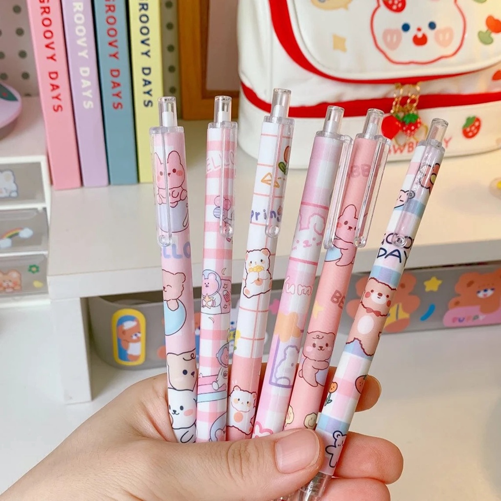 

Pen gel lucu tema karakter anak beruang, Pena kartun imut motif bear