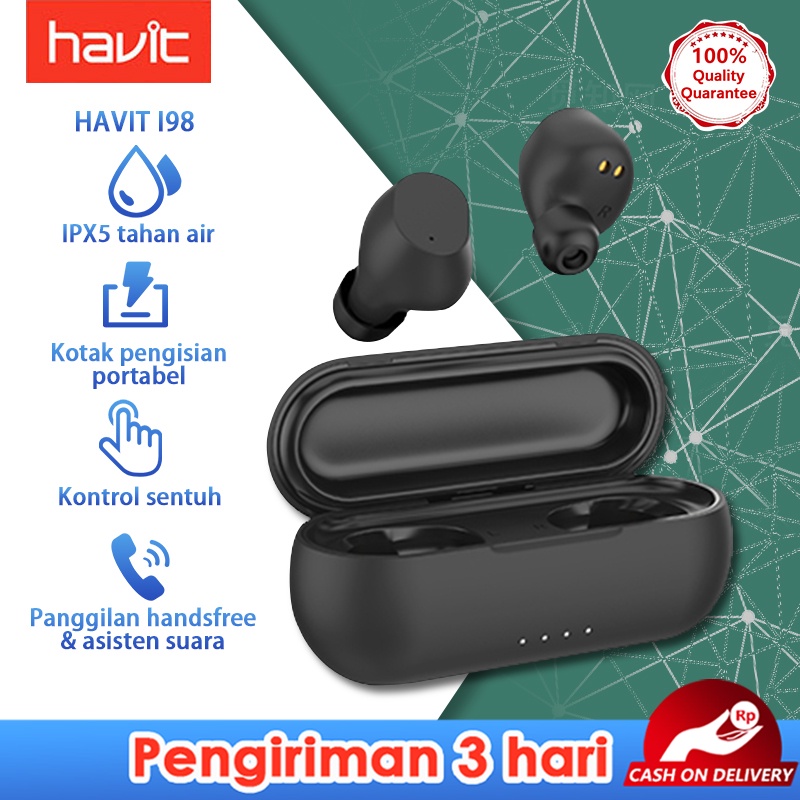 Original【HAVIT】 Seri Audio I98 Headset Bluetooth-TWS kualitas suara HD, headset gaming