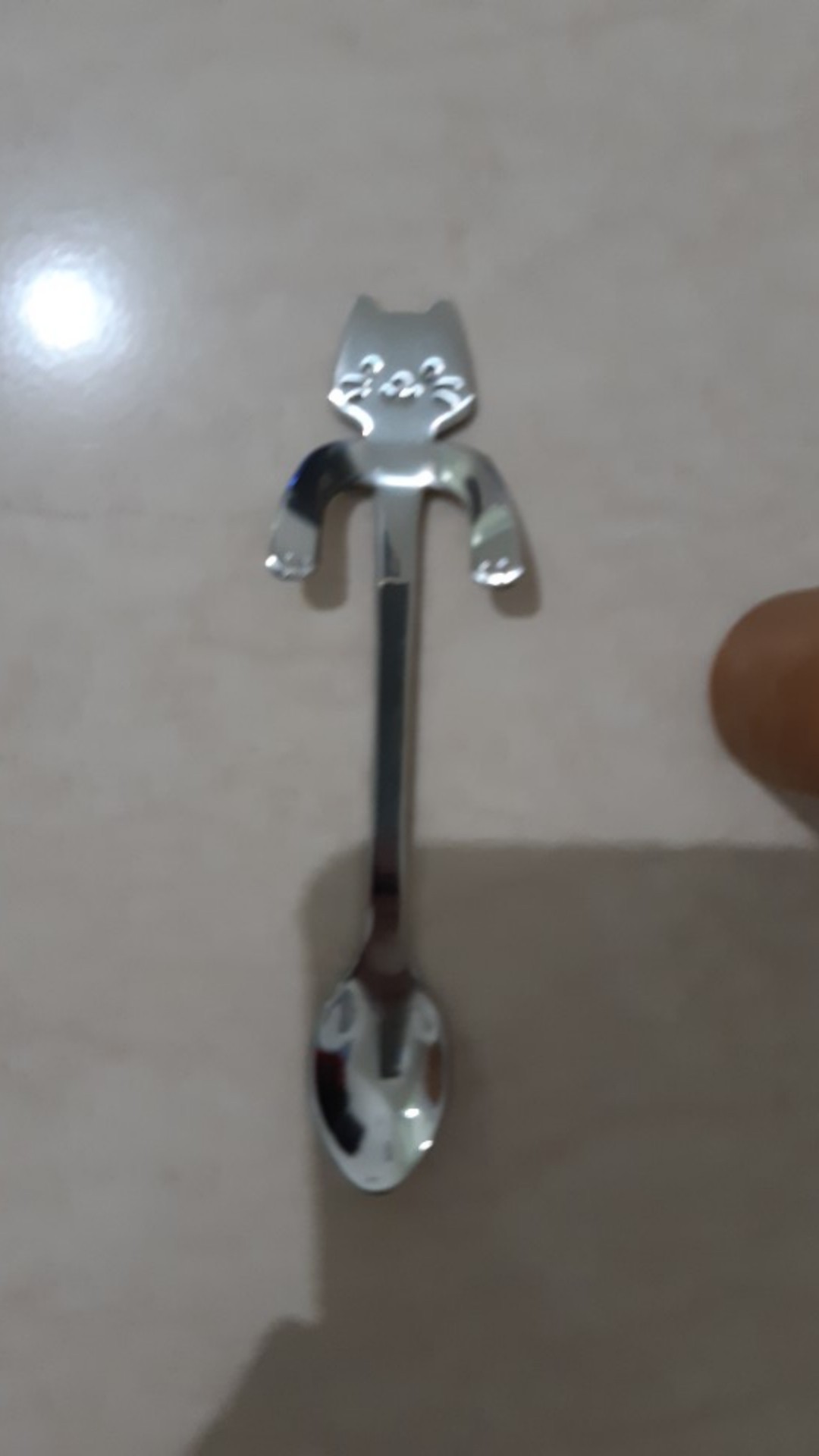 Sendok Kecil Bentuk Kartu Kucing Bahan Stainless Steel Untuk Kopi/teh