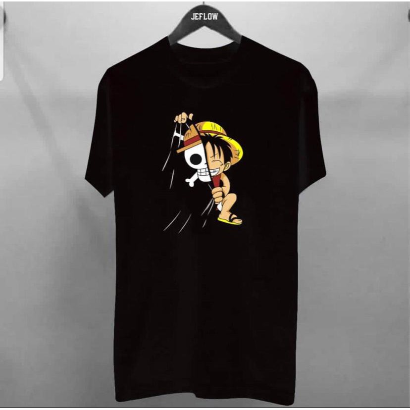 BAJU TSHIRT KAOS DISTRO LUFFY TENGKORAK / ATASAN PRIA / T-SHIRT PRIA