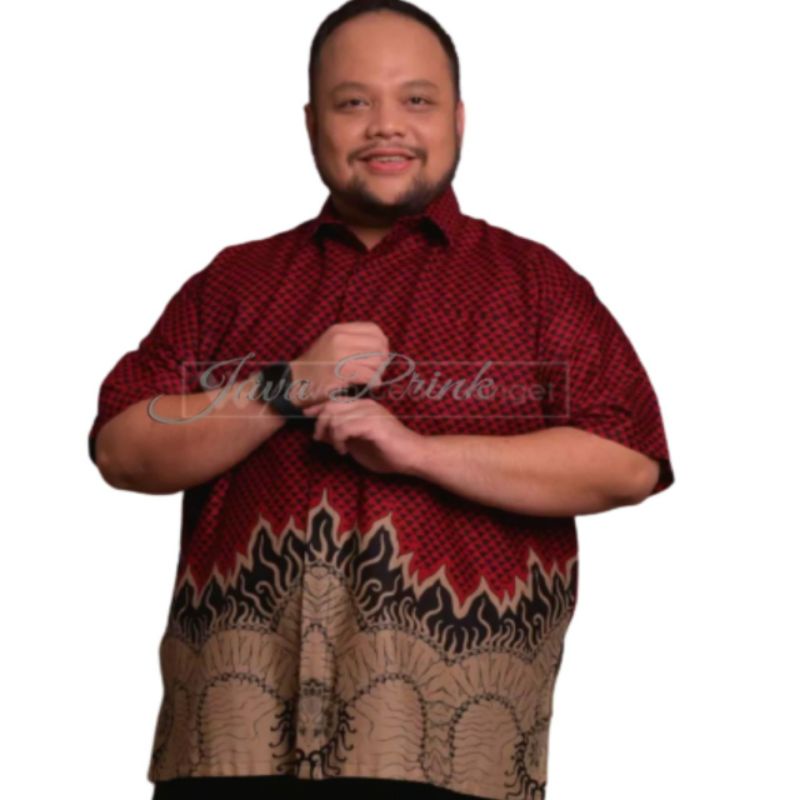PROMO ASLI Risna Batik JUMBO HRB093 Hem Batik Pria Pendek Premium M L XL XXXL 3L 4L 5L pria BATIK...-JMB MOTIF MOWO