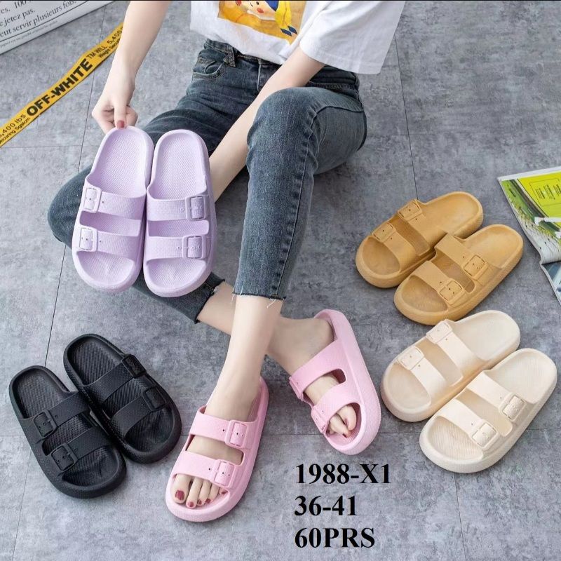 SANDAL WANITA KOREA KARET RINGAN EMPUK BALANCE 1988-X1