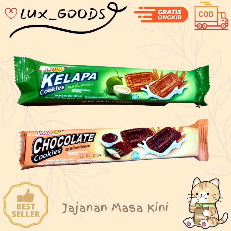 

LUX_GOODS - COOKIES KELAPA & COKLAT 20 gr Biskuit Biskitop Cemilan Biscuit Anak Kue Murah Banyak Rasa Makanan Ringan