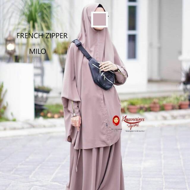 FRENCH HIJAB ZIPPER SET BY KHUMAIRA SYARI || PAKAIAN SET MUSLIMAH BY KHUMAIRA SYAR'I