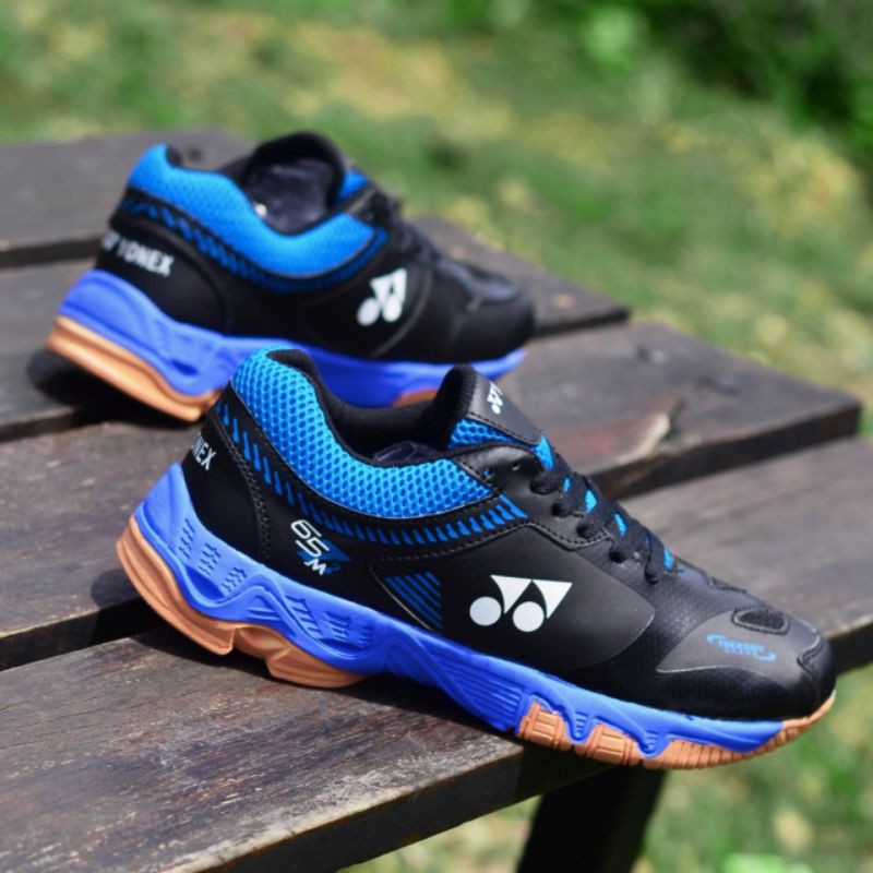 (COD) SEPATU OLAHRAGA BADMINTON YONEX MENS POWER CUSHION 6 BLACK BLUE