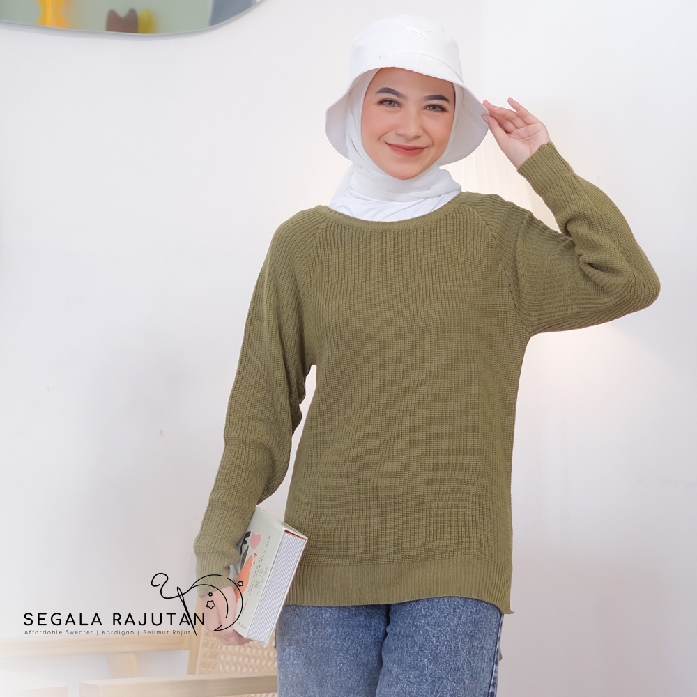 Sweater Cable Knit Baju Rajut Wanita fluffy Slim Fit