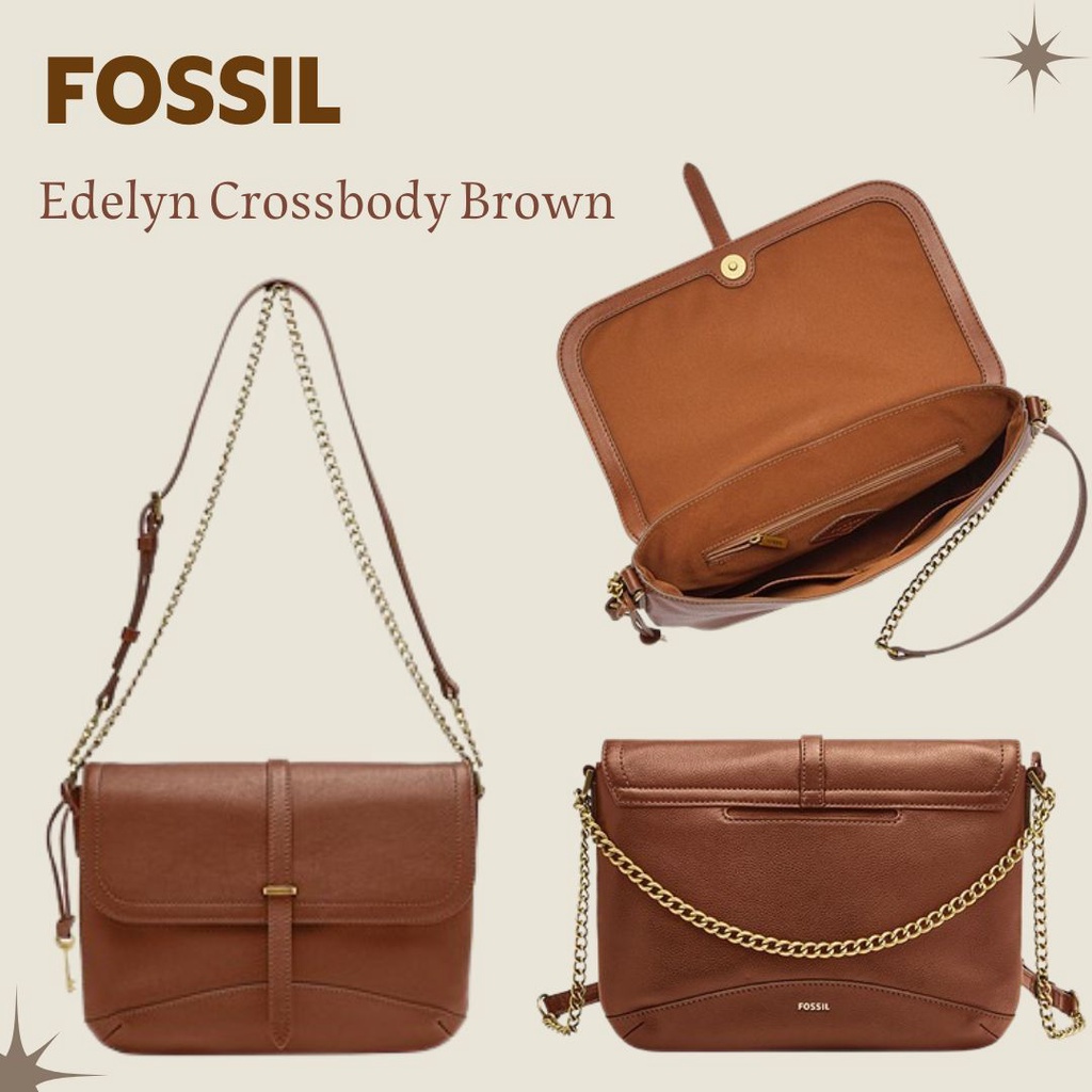 Tas Wanita Fossil Original 100% Edelyn Crossbody Brown SHB2846210