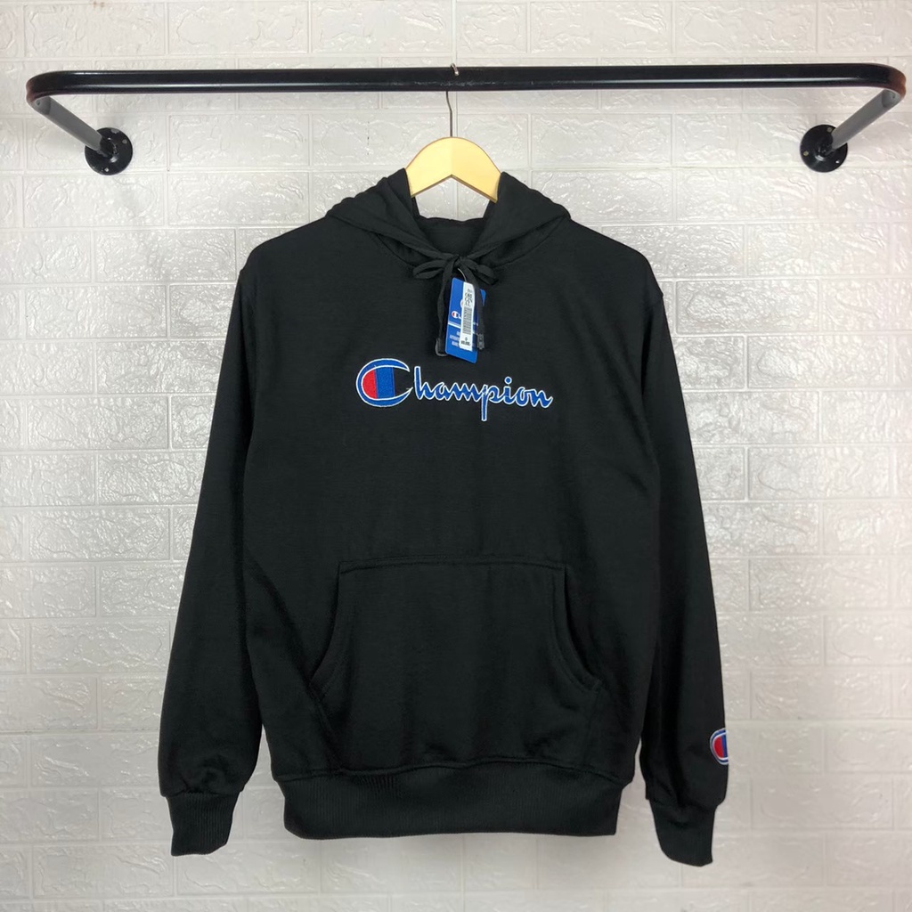 [Bayar Di Tempat ]Hoodie Champion Hitam Premium Bahan Tebal