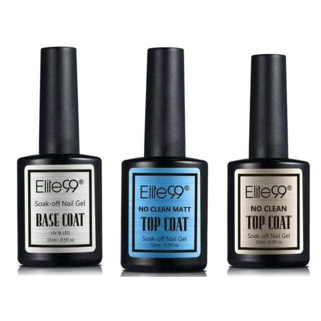 NAIL GEL MATT MATTE SHINY NO CLEAN WIPE TOP BASE COAT ELITE99 15ML no clean