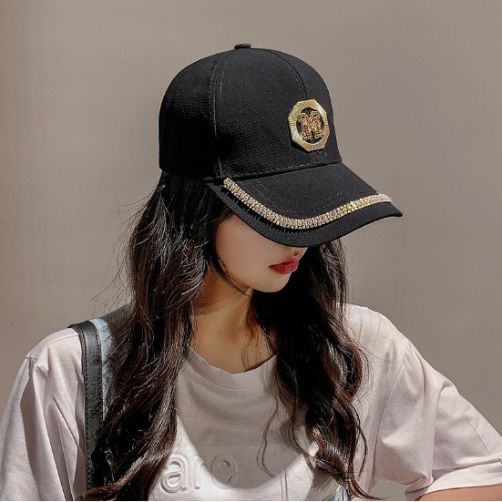 Topi Baseball Pria Wanita Manik Kristal Octagonal Huruf M Trendy Casual Cap Sporty High Quality TWE