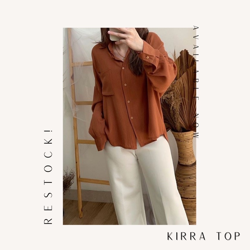 Kirra Top - Kemeja Wanita Bahan Rayon Crinkle Best Seller - BIG SIZE-Brick