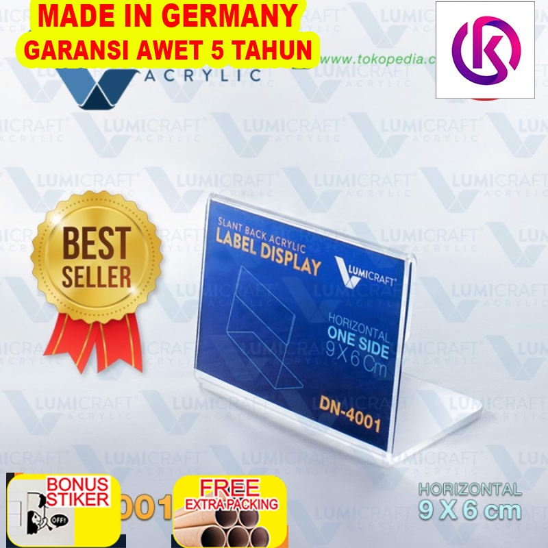 

Promo Name/Label Display/Stand Acrylic/Akrilik Model L / Slant Back - 9x6 Cm