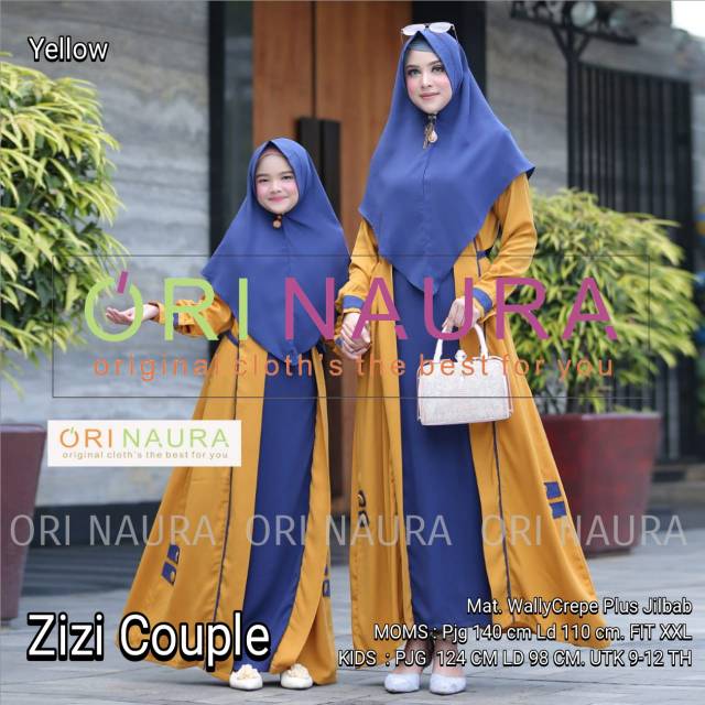 Zizi Couple Set Syari Ibu dan Anak Setelan Plus Qimar Khimar Crepe Terbaru Exclusive Ori Naura Solo