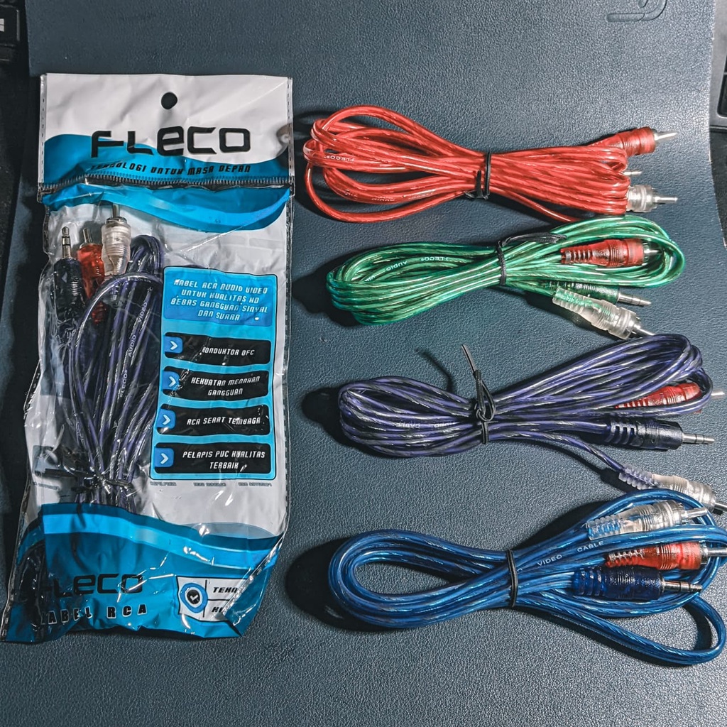 Kabel RCA 2-1 FLECO Audio To Jack Tebal 1,5 Meter