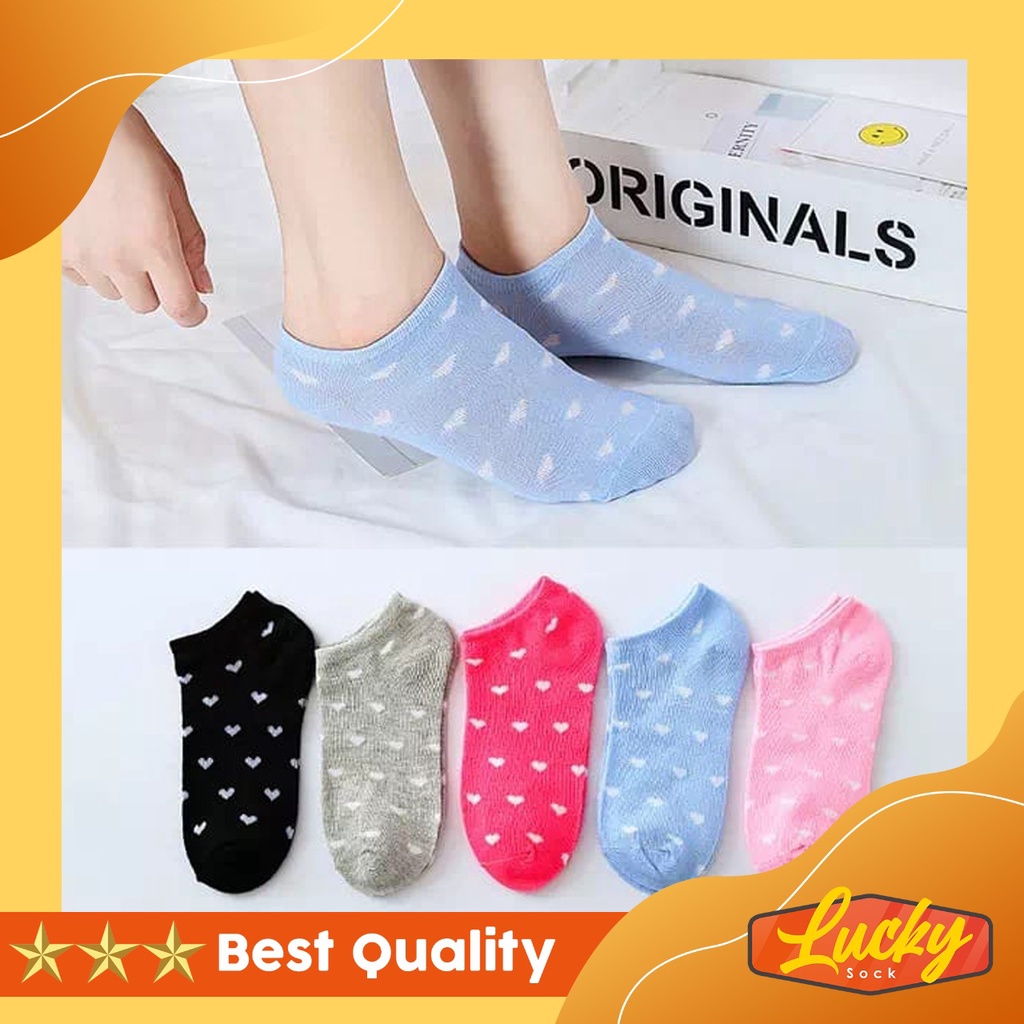 ( 12 Pasang ) Kaos Kaki Wanita Pendek Motif / Kaos Kaki Pendek Motif