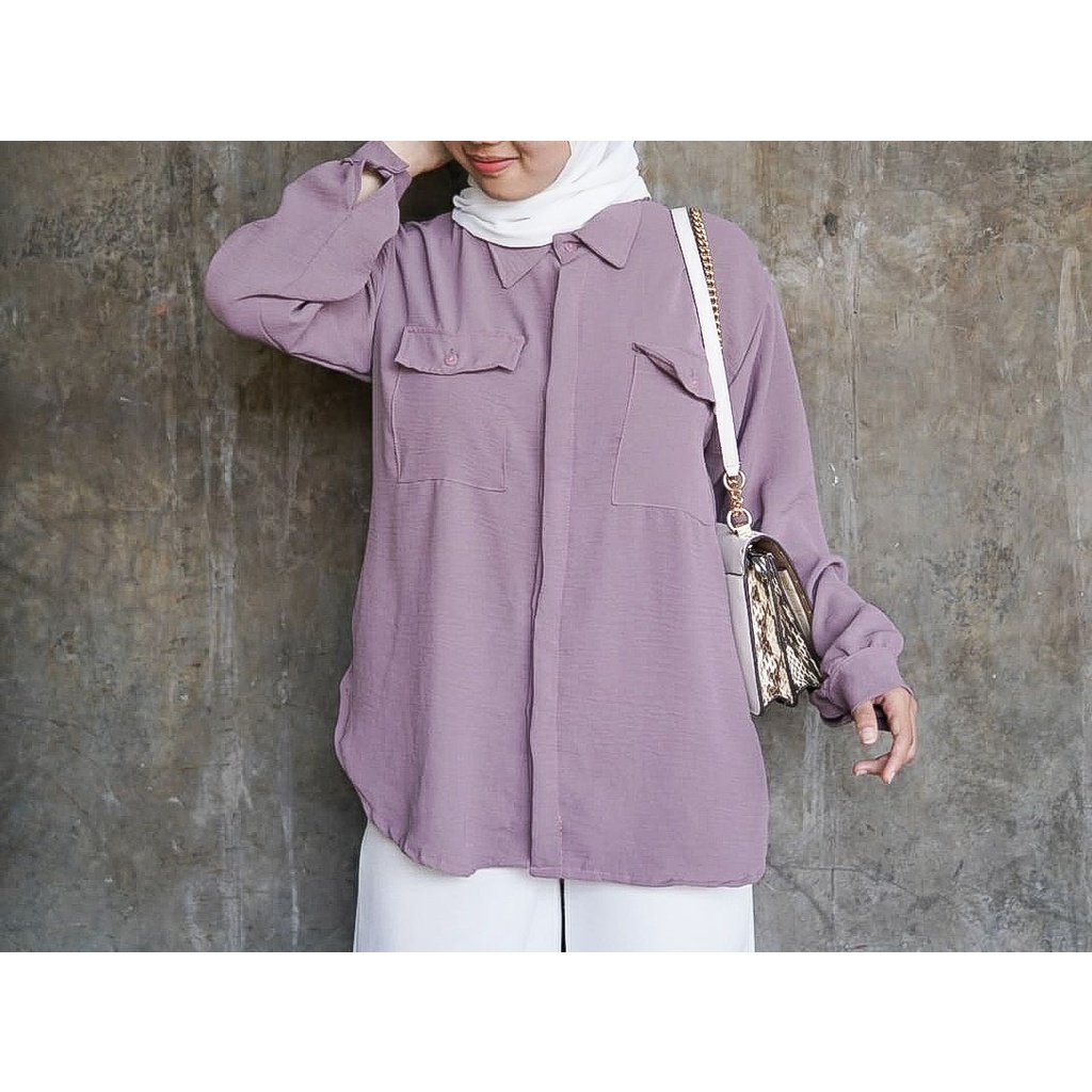 BEFAST - ZFS OOTD Wanita Kemeja YAYU / KARINA CRINKLE SHIRT / Atasan Kemeja Lengan Panjang / Fashion Wanita Kerja / kemeja Polos Casual / Kemeja Terlaris / Termurah