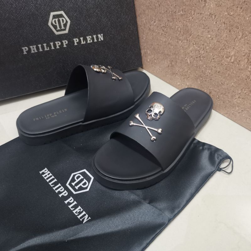 sandal pria philipp plein sendal cowok flat selop slide mirror