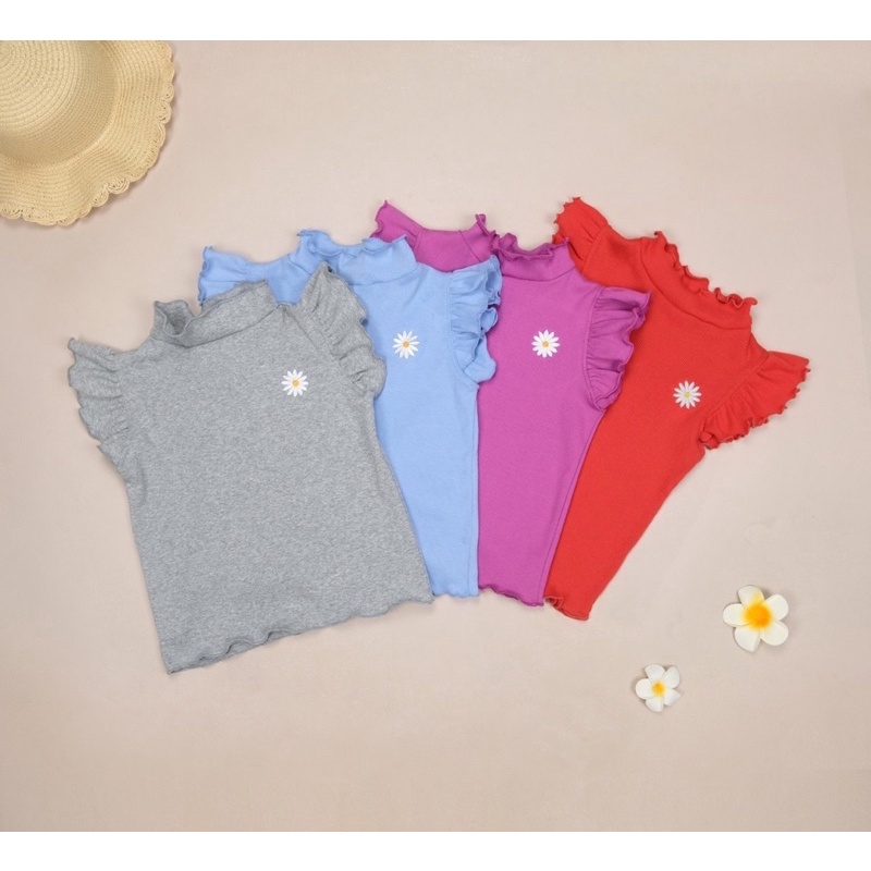 Rib Top Daisy 6bln-5thn / Kaos Atasan Pendek Anak Turtleneck