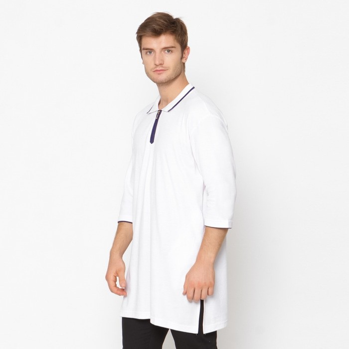 LARIS  Kaos Gamis Zipper Putih Zayidan - Kaos Muslim KUALITAS OK
