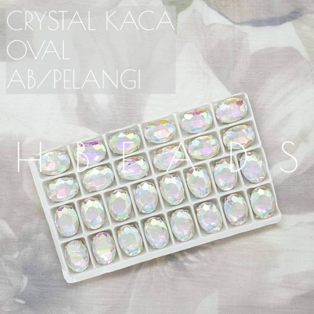 CK606 | 1 Lusin C. KACA Oval 13x18 mm kristal cangkang