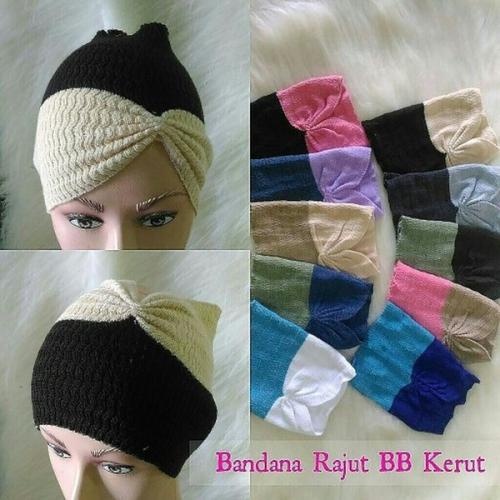 Bandana CIPUT rajut RISTY TAGOR kerut two tone (risty) dua warna