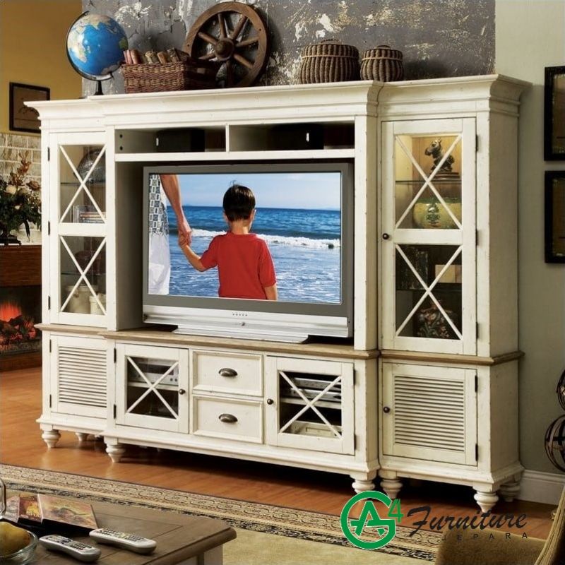 Bufet Tv Elegan Duco Putih Yio Minimalis - Kayu Mahoni