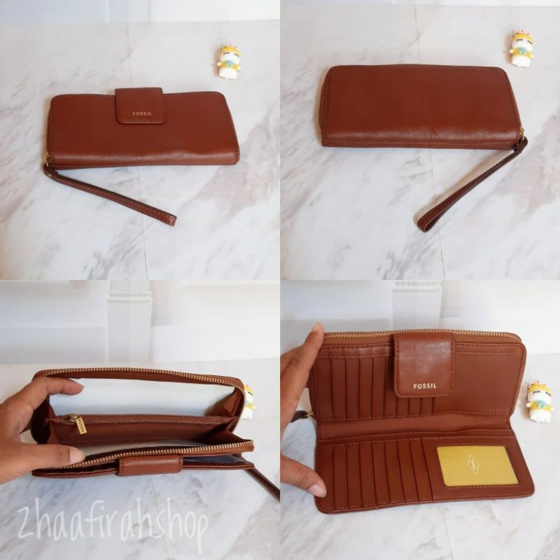Dompet Fossil Madison Zip Clutch Brown