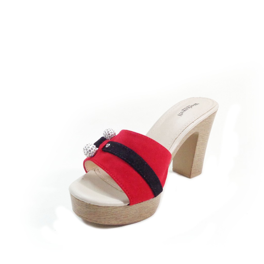 Workswell Sandal Wanita Wedges Warna Merah Aksesoris Kode 1888R