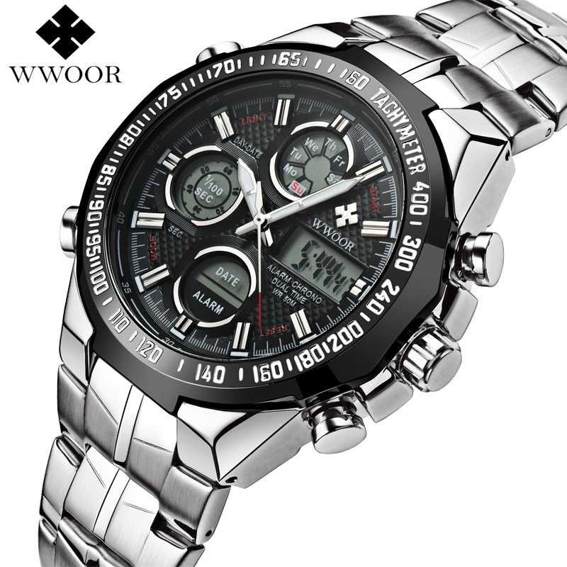 Jam Tangan Pria WWOOR 8019 Analog Silver StainlessSteel Original